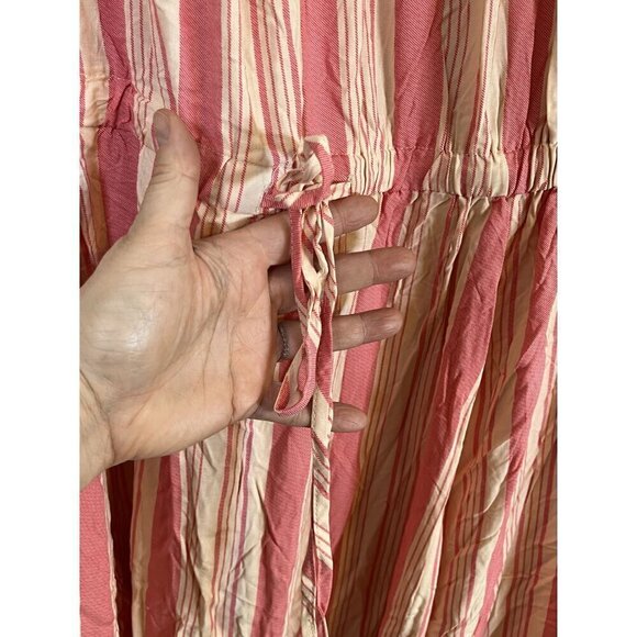 Torrid Striped Dress 3X Pink Milkmaid Midi Feminine Coverup Beach Neutral Retro - Picture 6 of 14